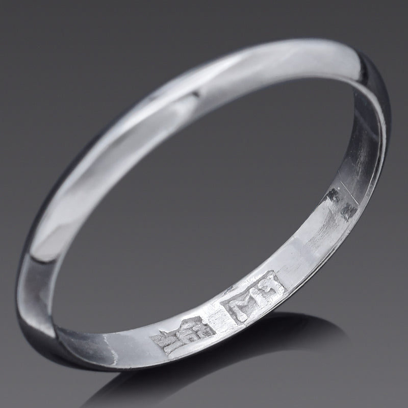 白金 Platinum 2 mm Wedding Band Ring Size 6.25