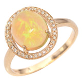 14K Yellow Gold 2.09 Ct. Opal and Diamond Halo Ring