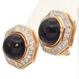 Vintage 14K Yellow Gold Black Onyx and Diamond Earrings