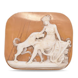 Antique Woman with Dog Loose Cameo Shell