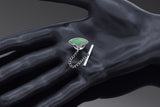 Vintage 14K White Gold Green Jade Marquise Lapel Pin Tie Tack