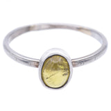 Vintage Rugman 18K White Gold Citrine Oval Cabochon Band Ring Size 9.5