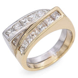 14K Yellow and White Gold 1.5 TCW Diamond Princess Cut Channel Set Ring