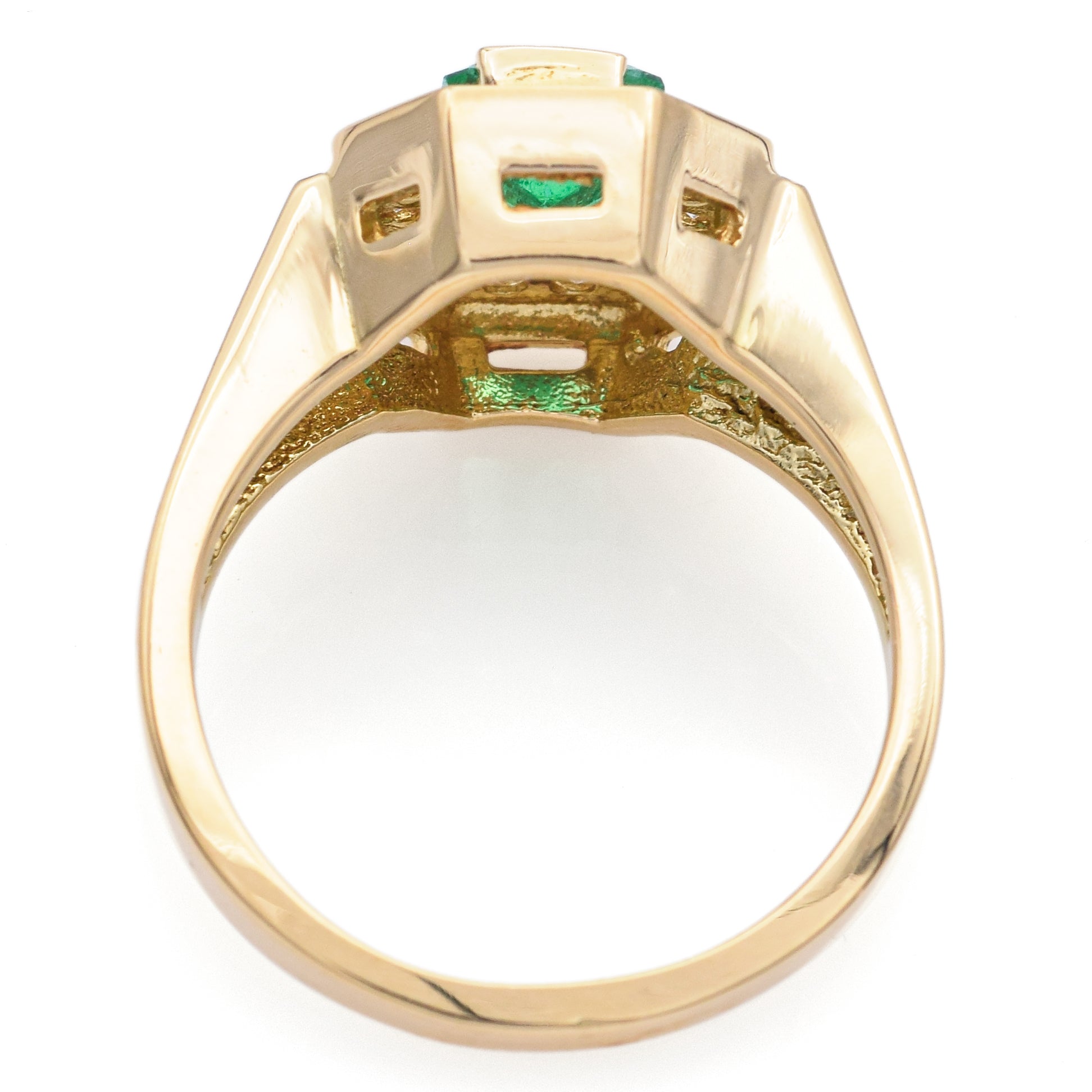 Estate 18K Yellow Gold Emerald & 0.28 TCW Diamond Band Ring Size 5.75