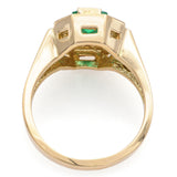 Estate 18K Yellow Gold Emerald & 0.28 TCW Diamond Band Ring Size 5.75