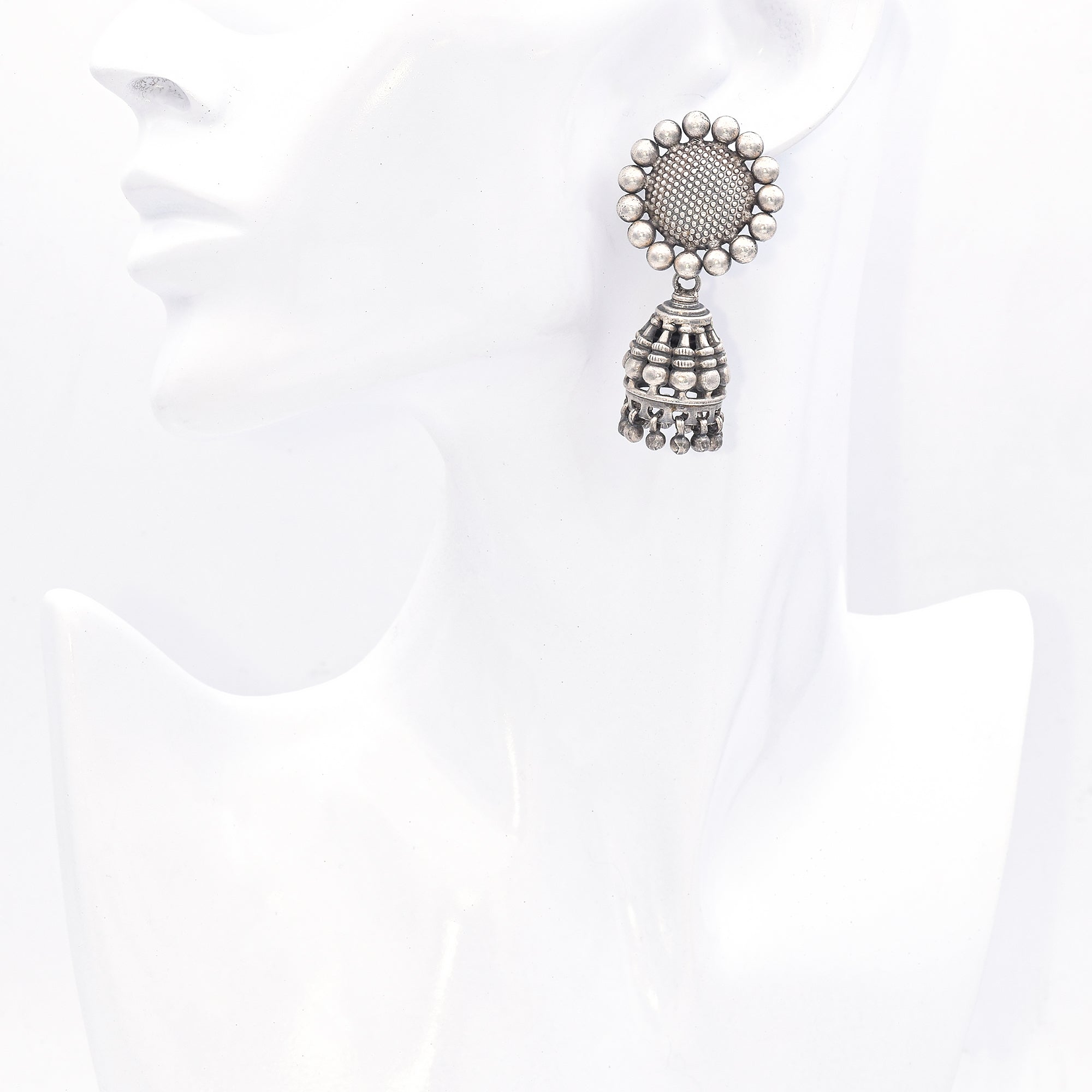 Estate 925 Sterling Silver Jhumka Bell Earrings