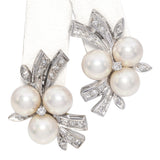 14K White Gold Pearl and 0.40 TCW Diamond Clip On Earrings