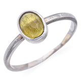 Vintage Rugman 18K White Gold Citrine Oval Cabochon Band Ring Size 9.5