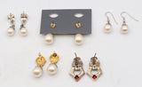 Lot of 5 Judith Jack Sterling Silver Gold Plated Multi-Stone Earrings 45 Grams