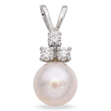 14K White Gold Pearl and Diamond Pendant