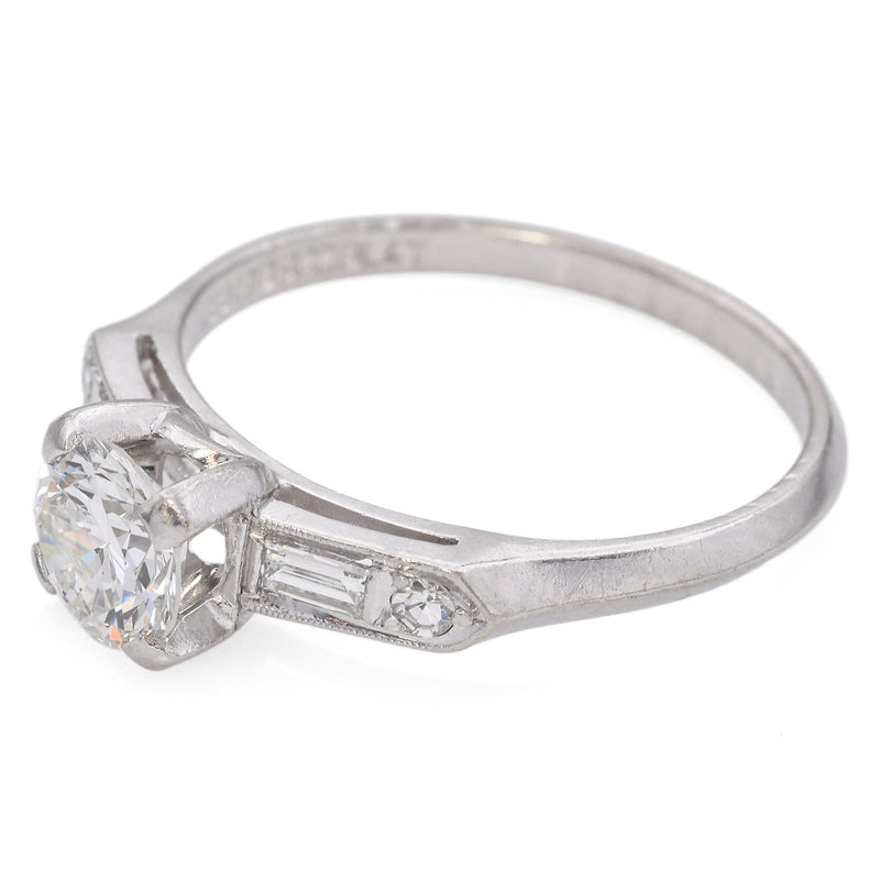 Vintage Art Deco Platinum 0.78 TCW Diamond Engagement Ring