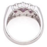 14K White Gold Pink Sapphire & Diamond Ring