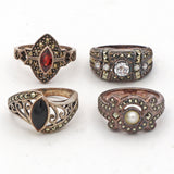 Lot of 4 Vintage Judith Jack Sterling Silver Multi-Stone Rings Size 7 - 8.25