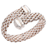 Fope Italy 925 Sterling Silver, Rose Gold Rope Bangle Bracelet