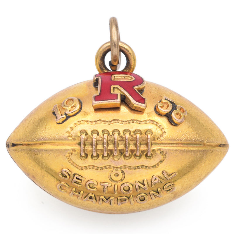 Vintage 10K Yellow Gold 1958 Sectional Champions Football Charm Pendant 4.9 Grams