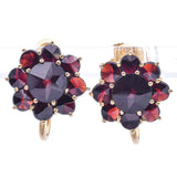 Vintage 10K Yellow Gold Garnet Ring & Screw-back Earrings Set