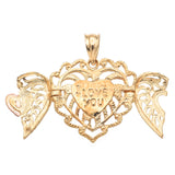 14K Yellow and Rose Gold "I Love You" Heart Pendant