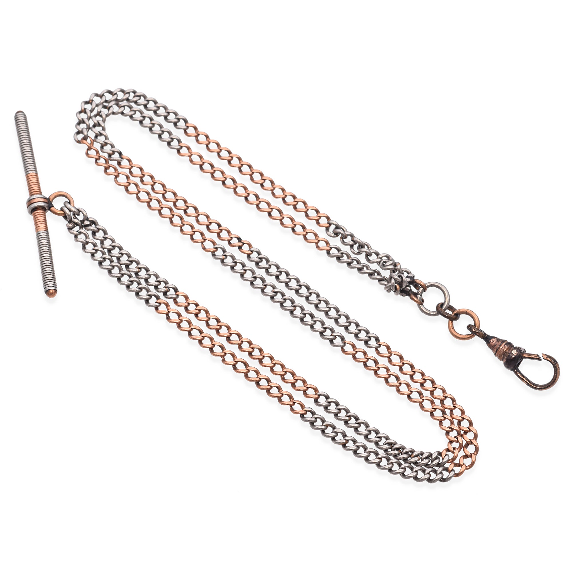 Antique Platinum and 14K Rose Gold Pocket Watch Chain