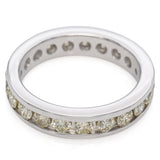 14K White Gold 1.45 TCW Champagne Diamond Channel Set Eternity Wedding Band