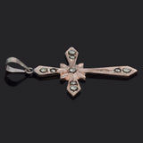 Vintage Marcasite 8K Yellow Gold Cross Pendant