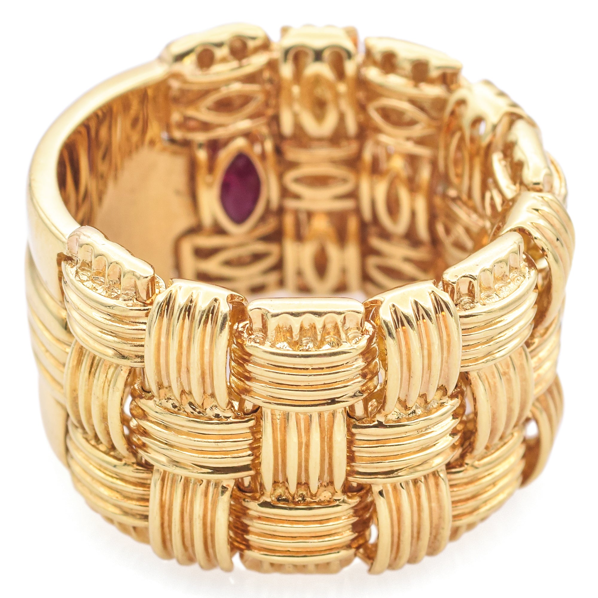 Roberto Coin Appassionata 18K Yellow Gold Flexible Woven Band Ring with Box