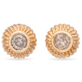 14K Yellow Gold 1.22 TCW Diamond Bezel Set Stud Earrings