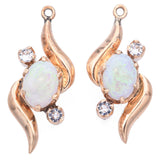 Vintage 14K Yellow Gold Opal & Spinel Drop Jacket Earrings