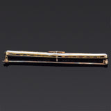 Antique 14K Yellow Gold & Platinum Diamond Bar Brooch Pin