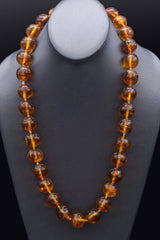 Vintage Baltic Amber 17.5-18.5 mm Round Ball Beaded Strand Necklace 25 Inches