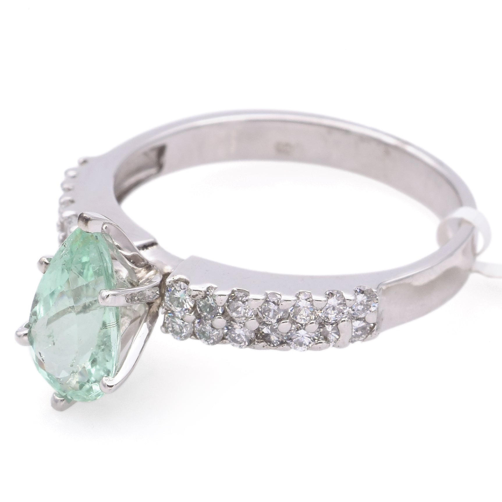 Estate 18K White Gold 1.22 Ct Paraiba Tourmaline & 0.60 TCW Diamond Band Ring