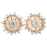 Vintage 14K Yellow Gold 0.50 TCW Diamond Snowflake Stud Earrings