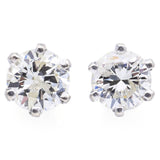 Vintage 14K White Gold 0.88 TCW Diamond Round Screw-Back Stud Earrings