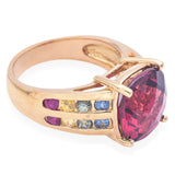 John C. Rinker 18K Yellow Gold 8.53ct Rubellite Tourmaline & Sapphires Band Ring