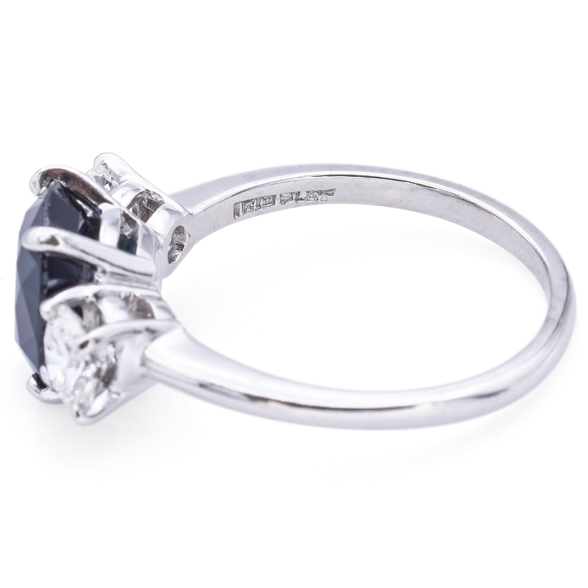 Vintage Platinum 2.71ct Sapphire & 0.96tcw Diamond Three-Stone Ring Size7.25