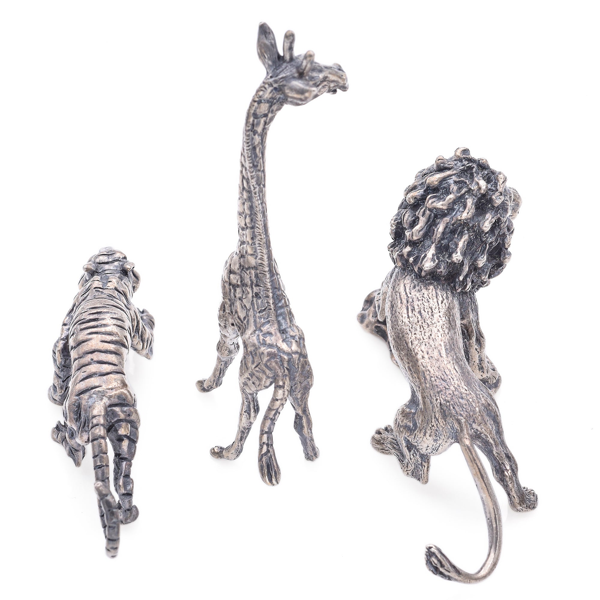 Vintage Cartier Sterling Silver Giraffe, Lion and Panther Miniature Figurines