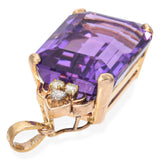 14K Yellow Gold Emerald Cut 10.23 Ct. Amethyst Diamond Pendant