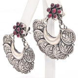 Estate Sterling Silver Ruby Lord Ganesha Traditional Jhumka Earrings