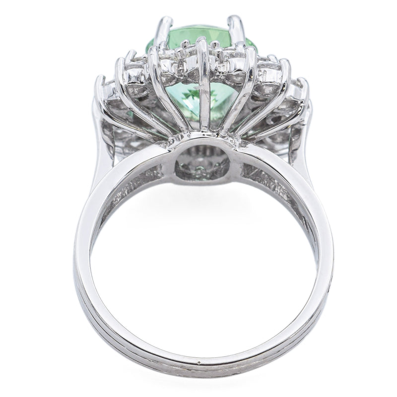 Estate 18K White Gold 4.30 Ct Paraiba Tourmaline & 2.00TCW Diamond Cocktail Ring