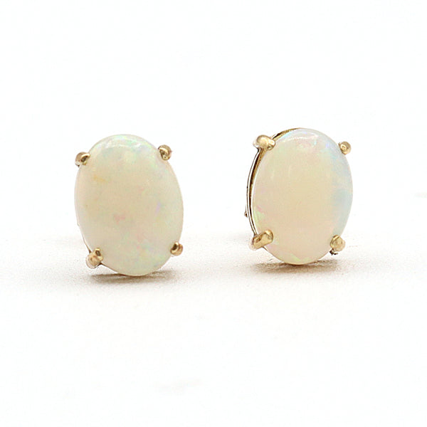 Estate 14K Yellow Gold Opal Stud Earrings