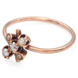 Antique Rose Gold Diamond and Pearl Band Ring