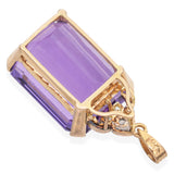 14K Yellow Gold Emerald Cut 10.23 Ct. Amethyst Diamond Pendant