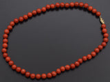 Vintage 14K Yellow Gold Red Coral Strand Beaded Necklace 34.4 Grams 17 inches