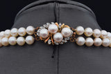 Vintage Pearl & Diamond 14K Yellow Gold Beaded Double-Strand Necklace