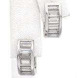 14K White Gold 3.84 TCW Diamond Baguette Huggie Earrings