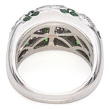 18K White Gold Green Garnet and Paisley Diamond Dome Ring