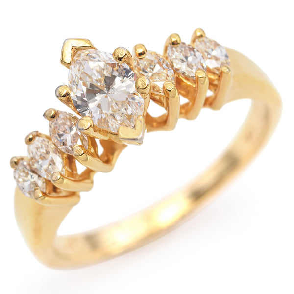 14K Yellow Gold 0.66 TCW Marquise Diamond Engagement Ring