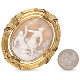 Antique 6K Yellow Gold Cameo Woman Being Abducted Brooch