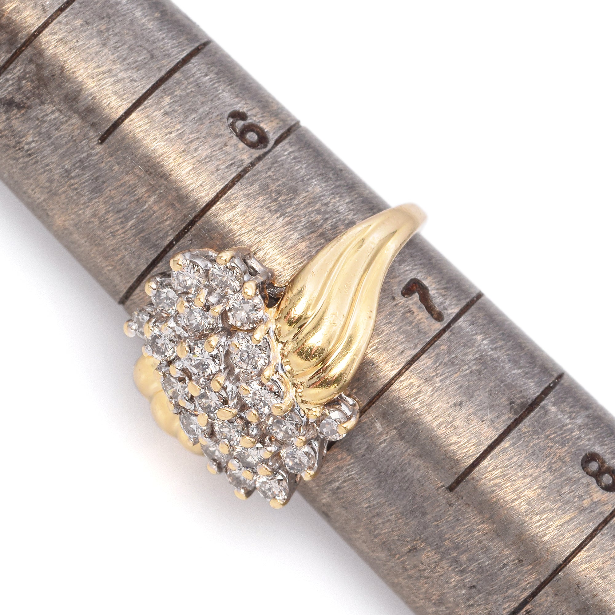 14K Yellow Gold Diamond Cluster Ring