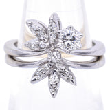 Vintage Mid Century 14K White Gold Diamond Floral Band Ring Set Size 4.5