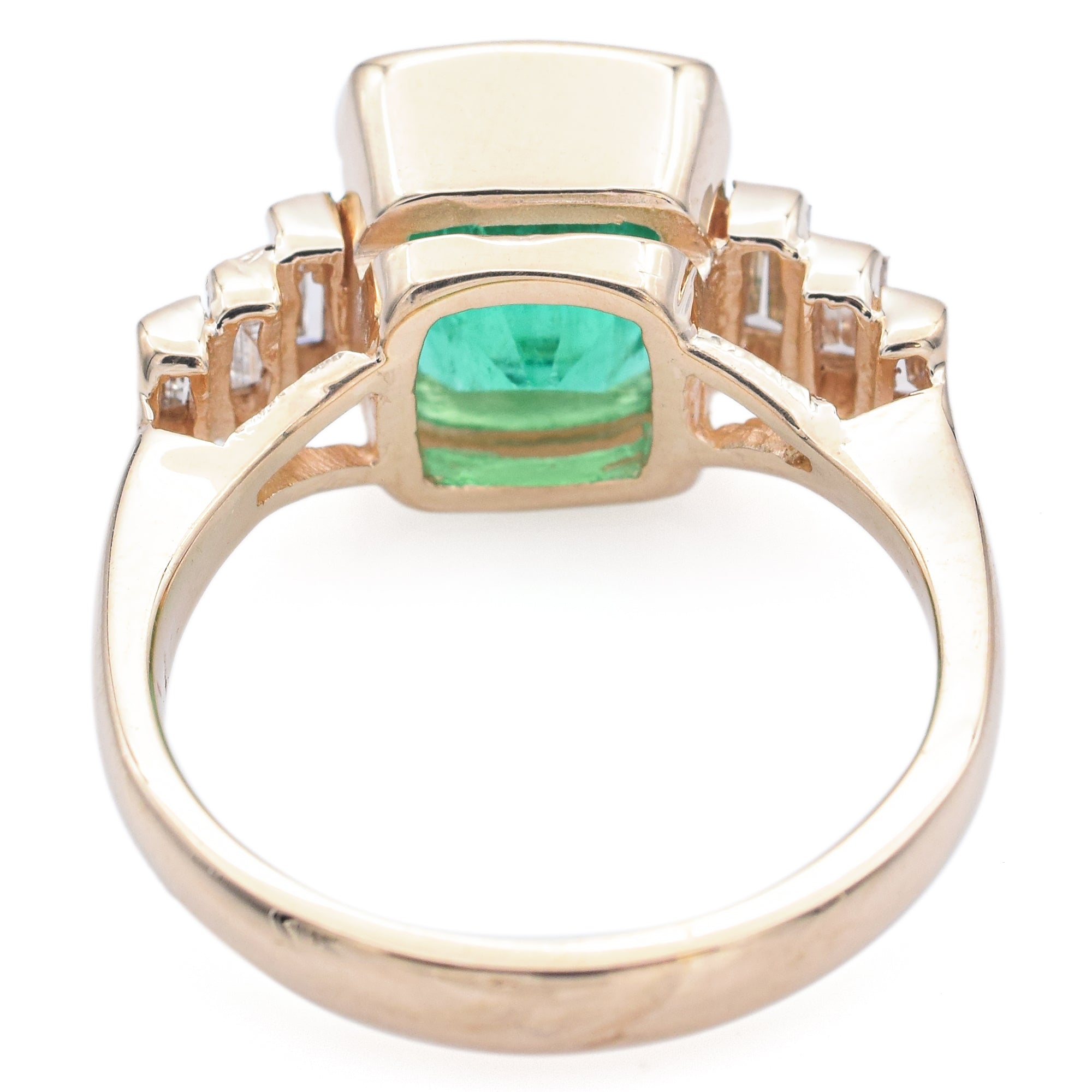 Estate 14K Yellow Gold Square 2.79Ct Emerald & 0.50TCW Diamond Ring Size 6